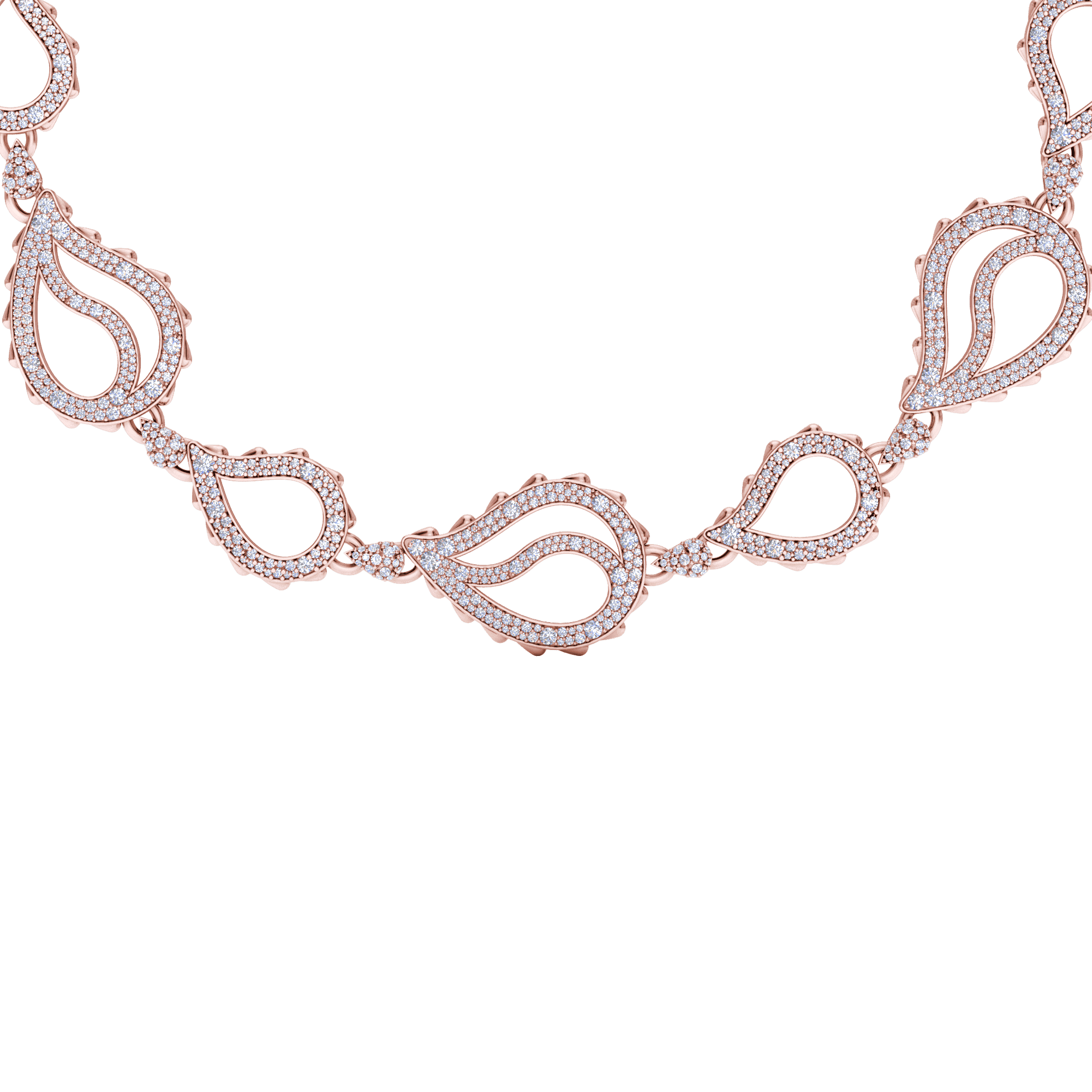High Pave Royal Duo Necklace in 18K Rose Gold