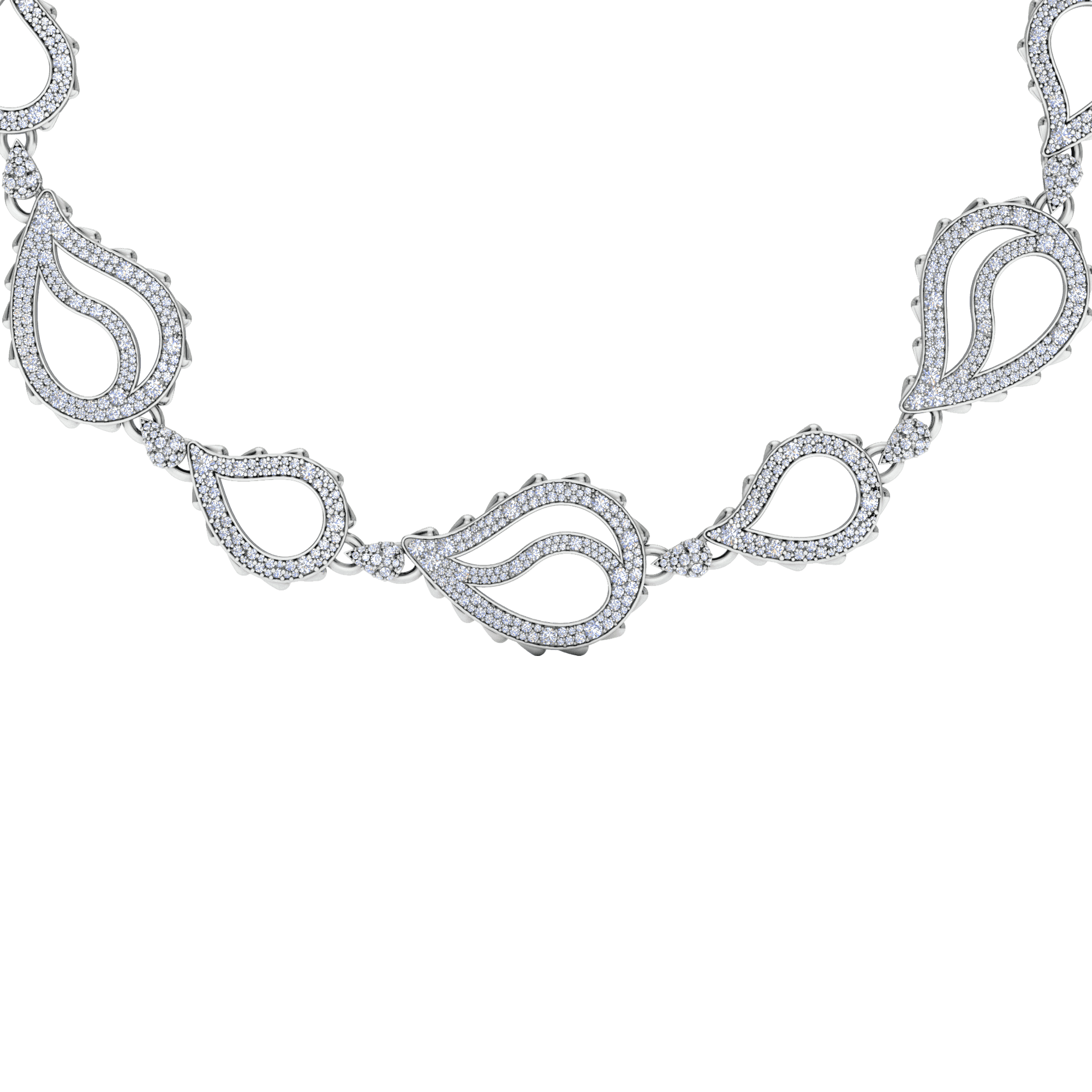 High Pave Royal Duo Necklace in 18K White Gold
