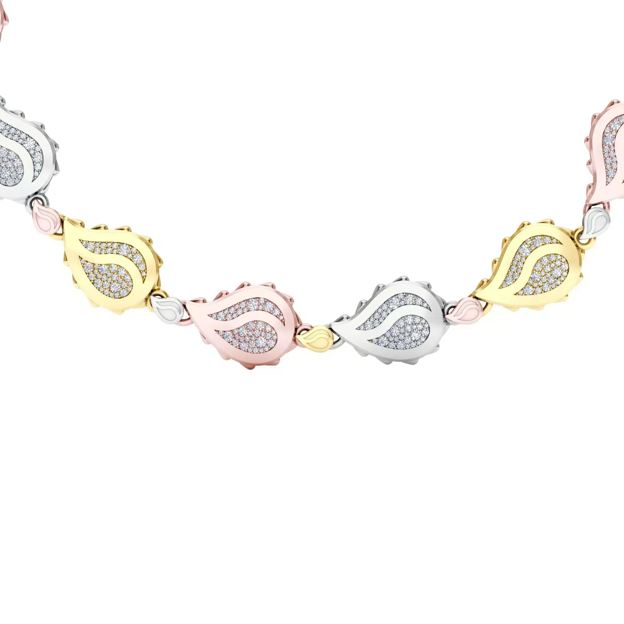Signature Grand Necklace in 18K Tricolor Gold