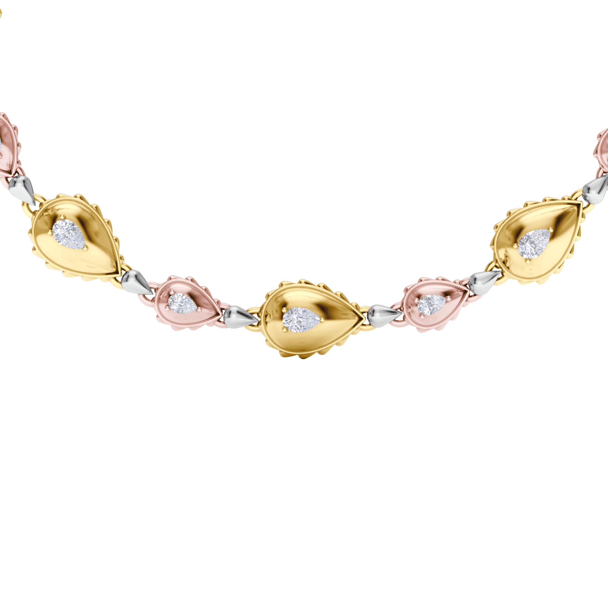 Rain Grand Duo Necklace in 18K Tricolor Gold