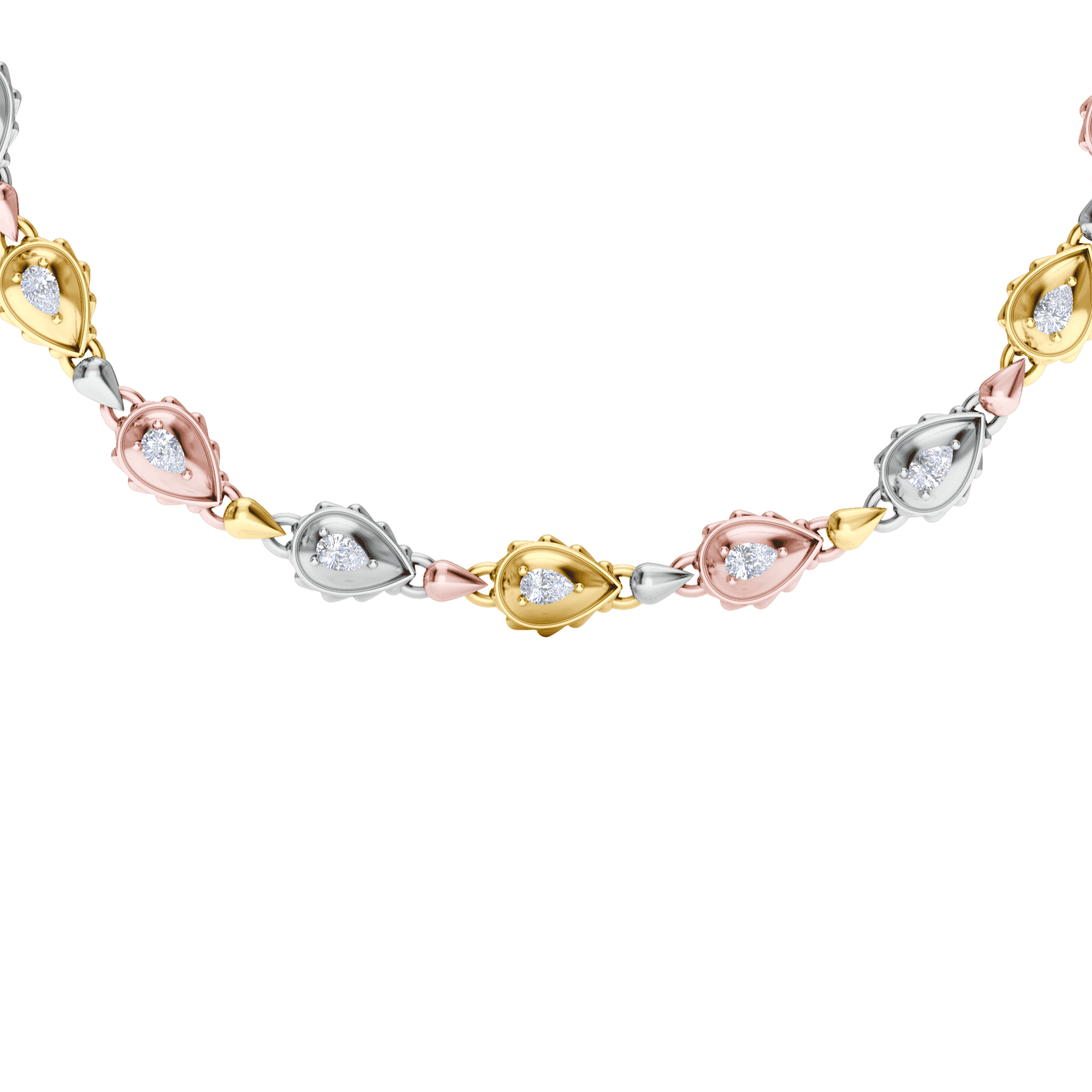 Rain Classic Necklace in 18K Tricolor Gold