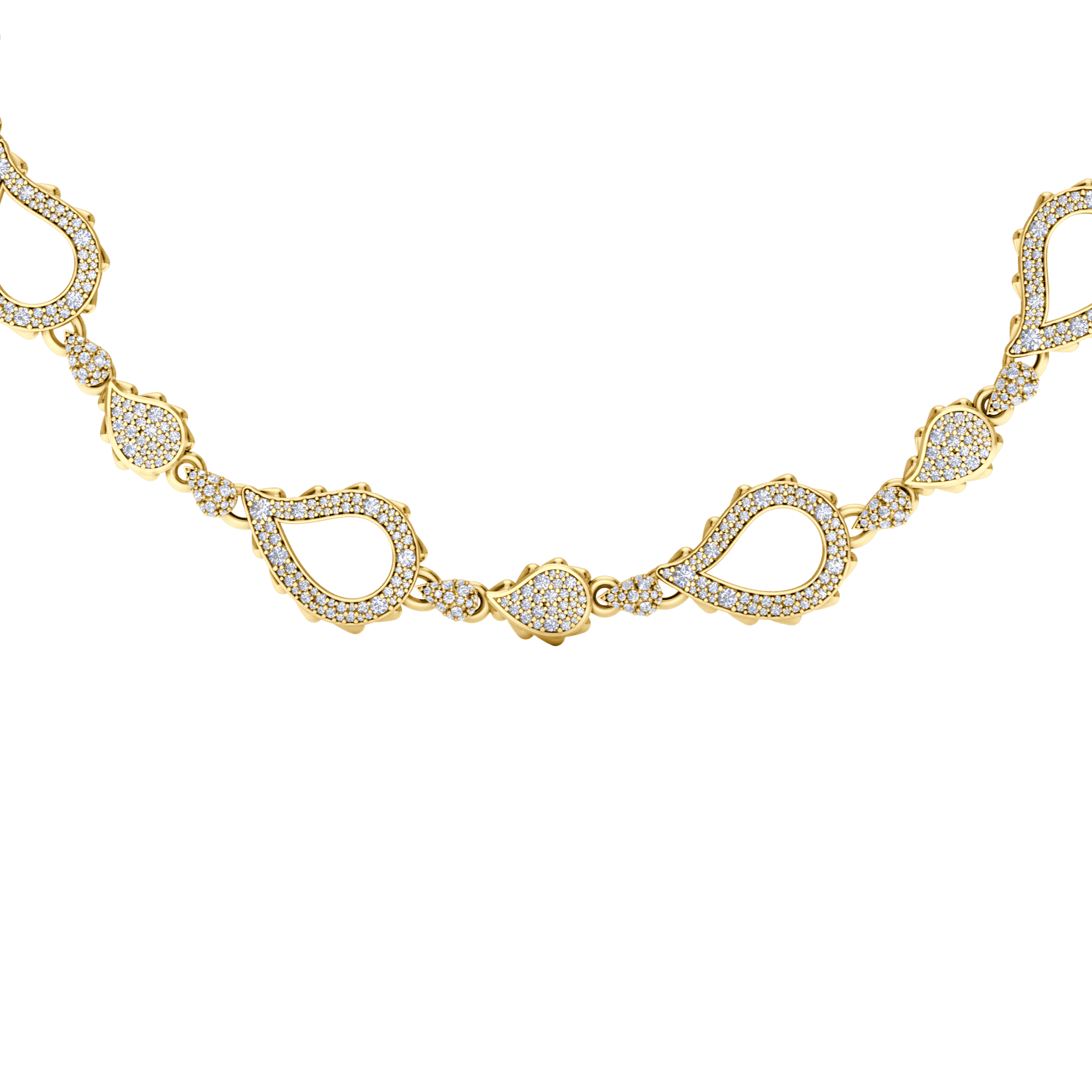 High Pave Grand Duo Necklace in 18K Yellow Gold