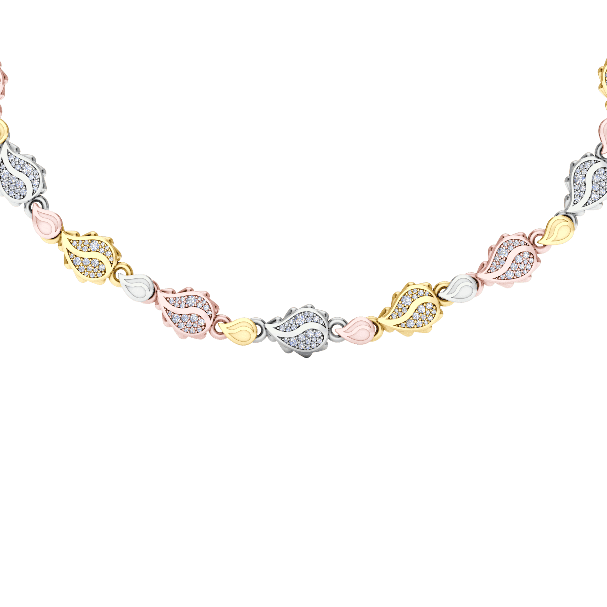 Signature Classic Necklace in 18K Tricolor Gold