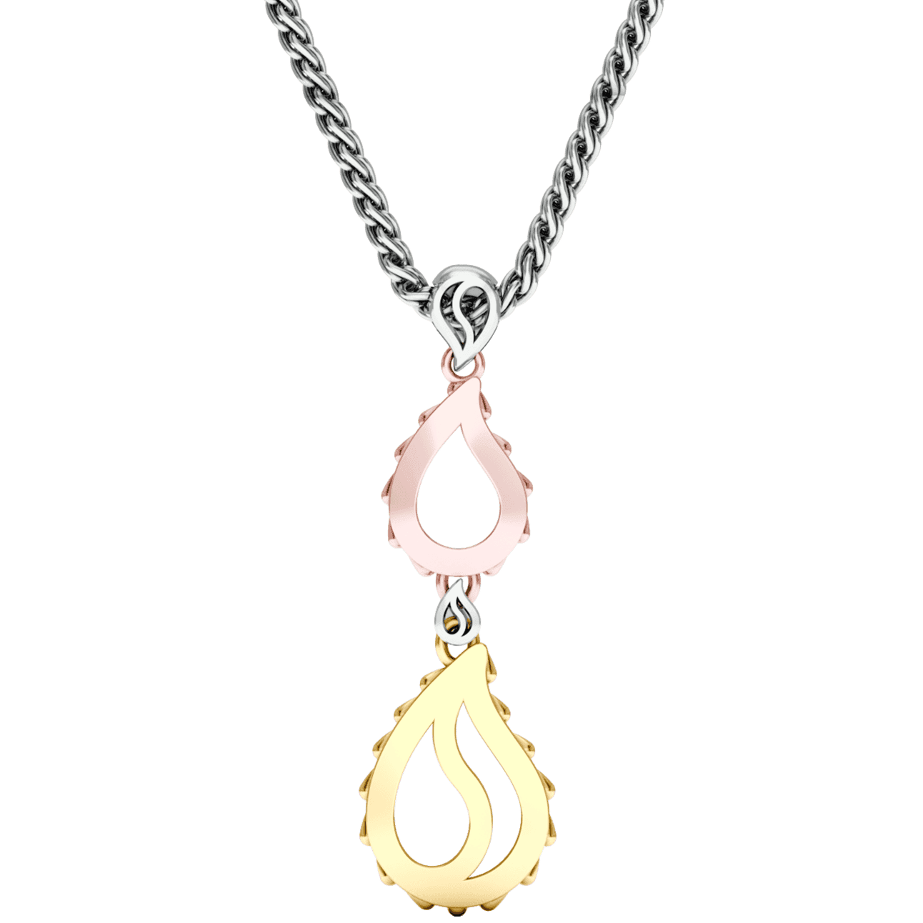 High Pure Royal Duo Pendant in 18K Tricolor Gold