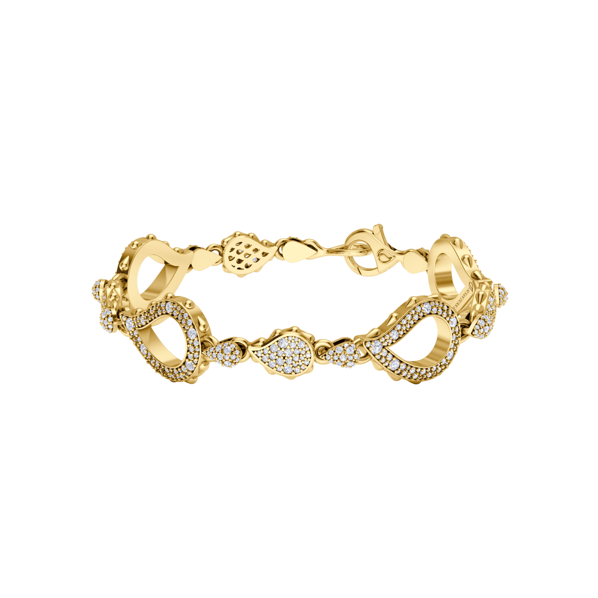 High Pave Grand Duo Bracelet in 18K Yellow Gold