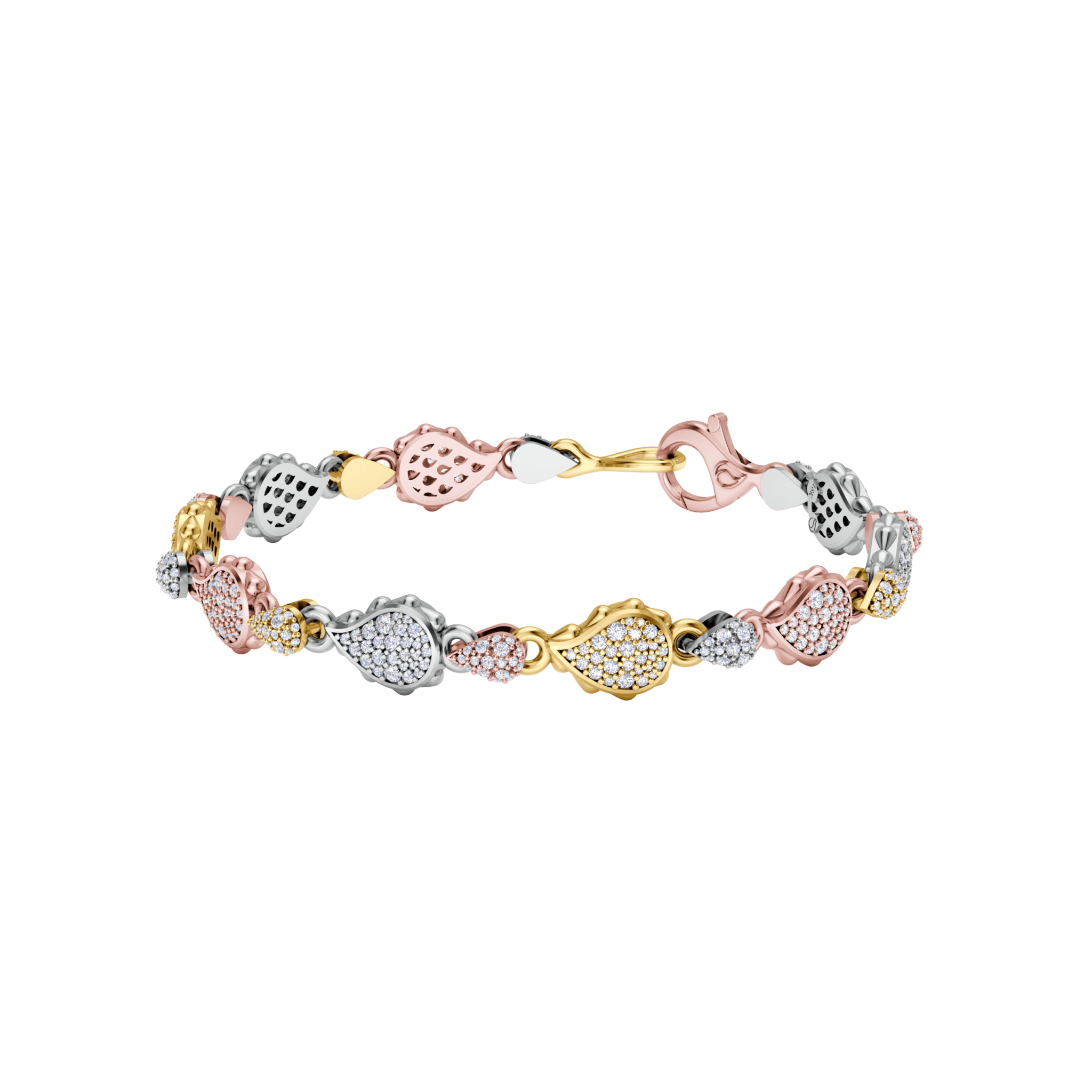 High Pave Classic Bracelet in 18K Tricolor Gold