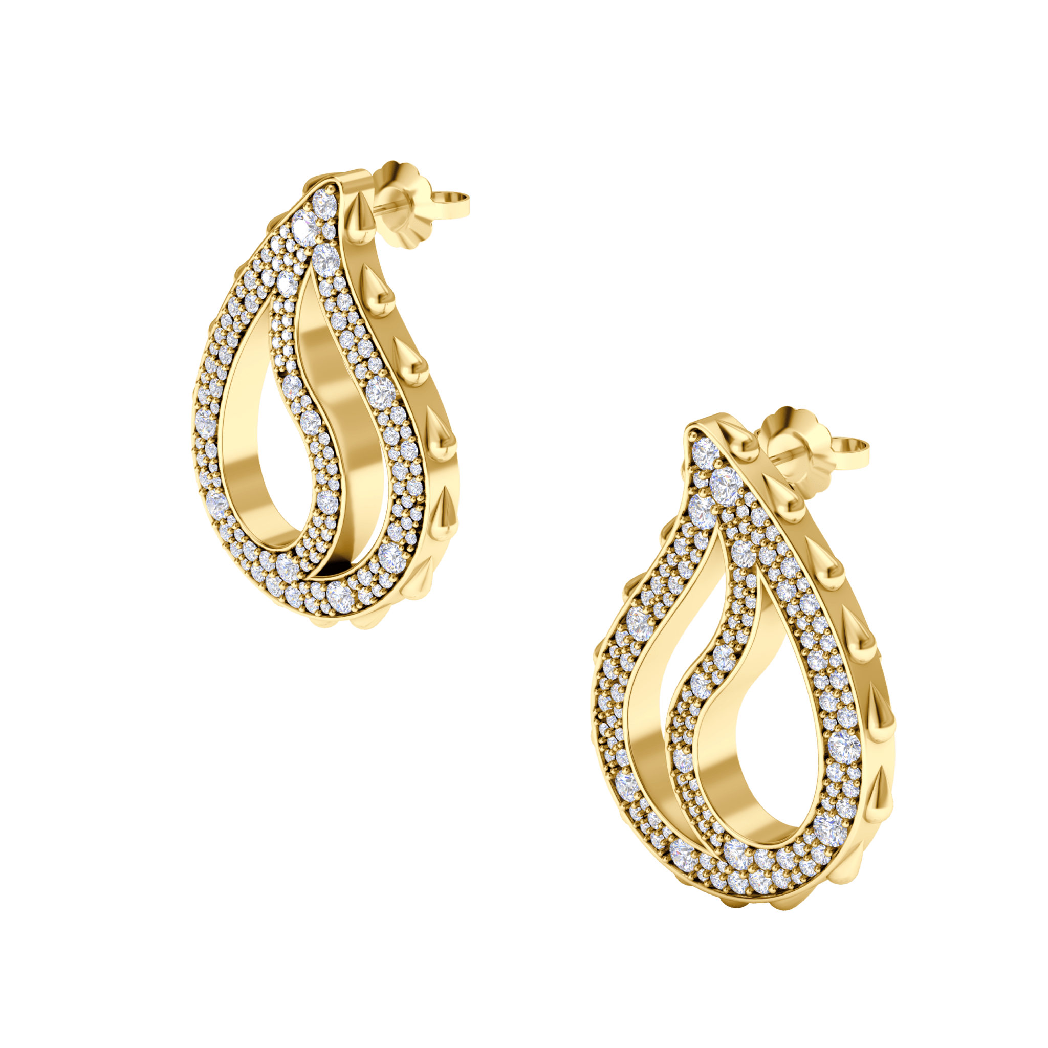 High Pave Royal Earrings in 18K Yellow Gold