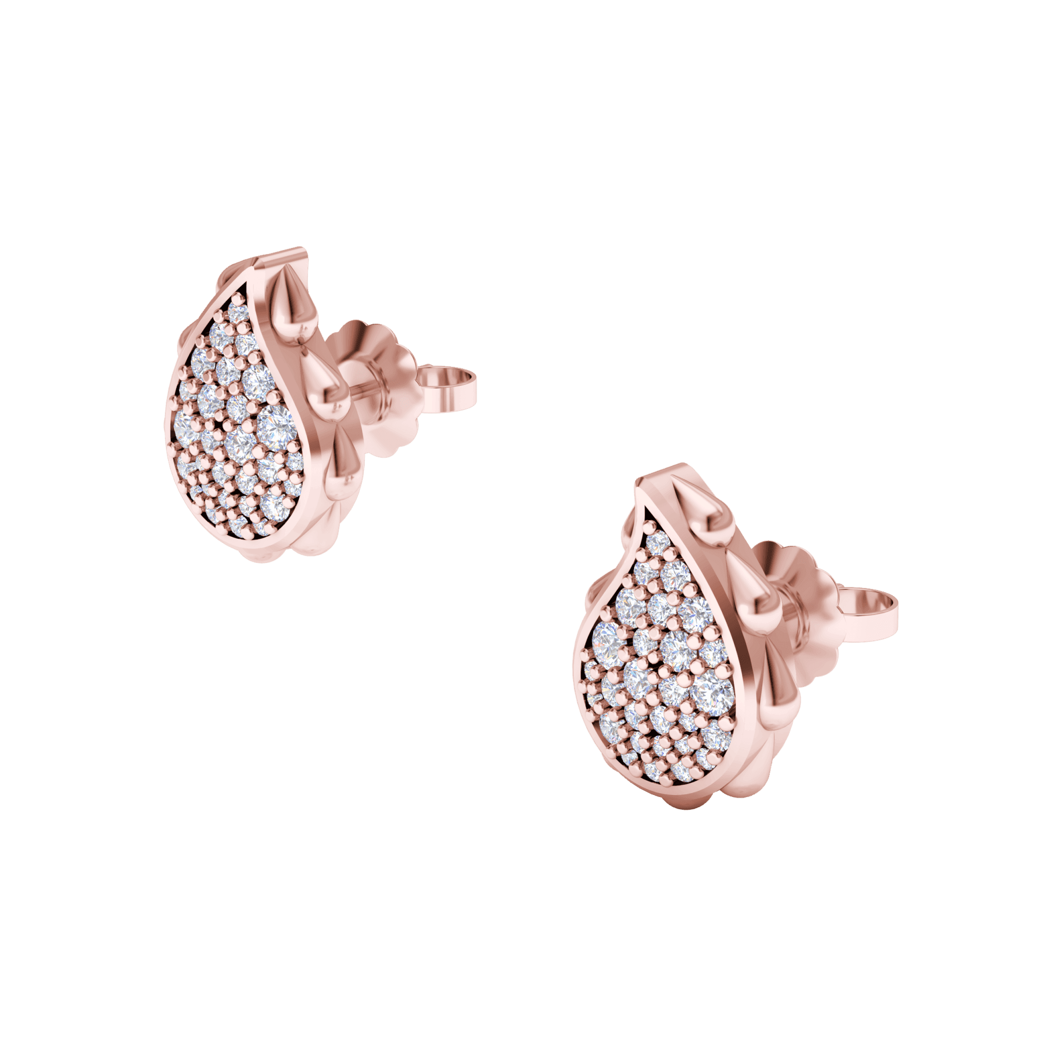 High Pave Classic Studs in 18K Rose Gold