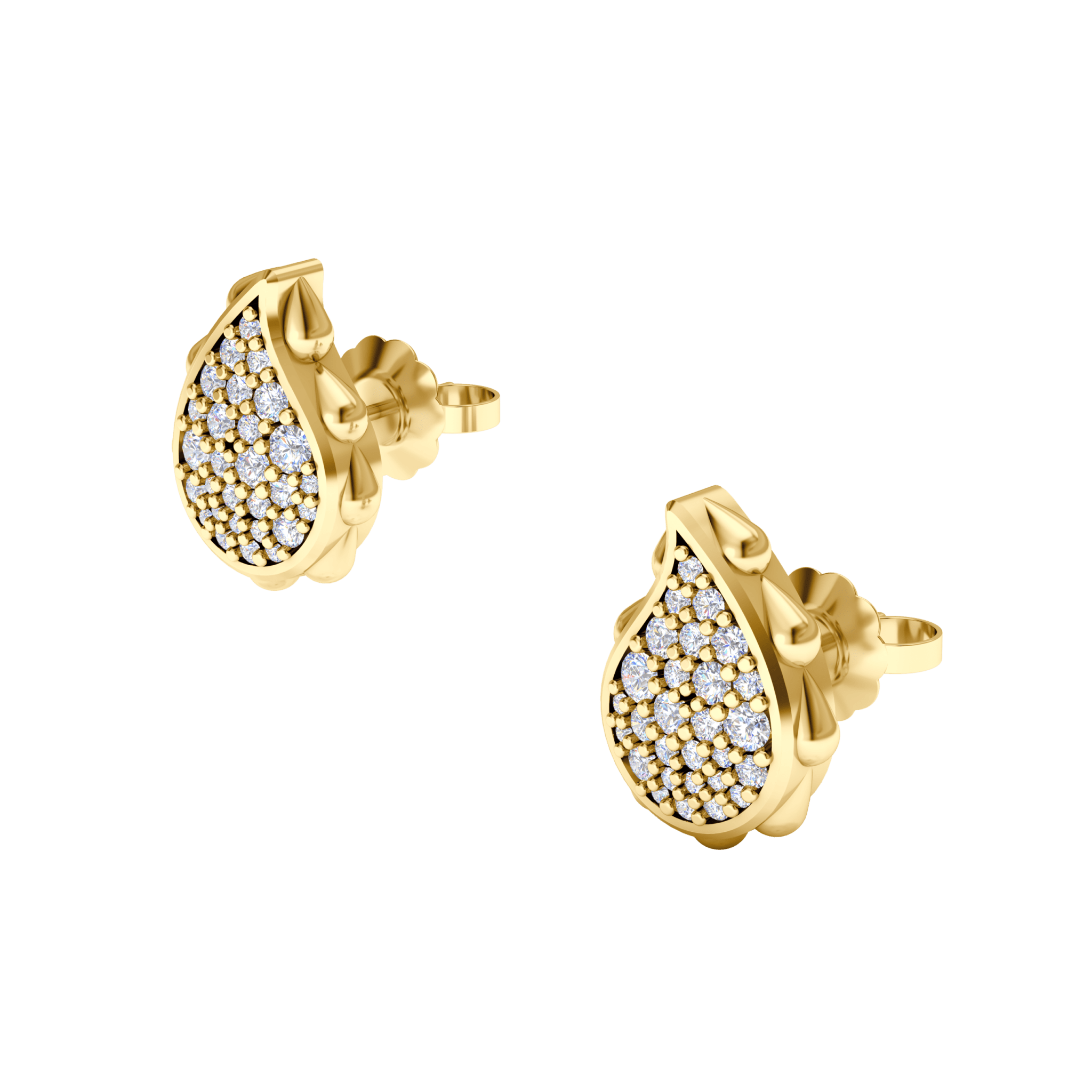 High Pave Classic Studs in 18K Yellow Gold