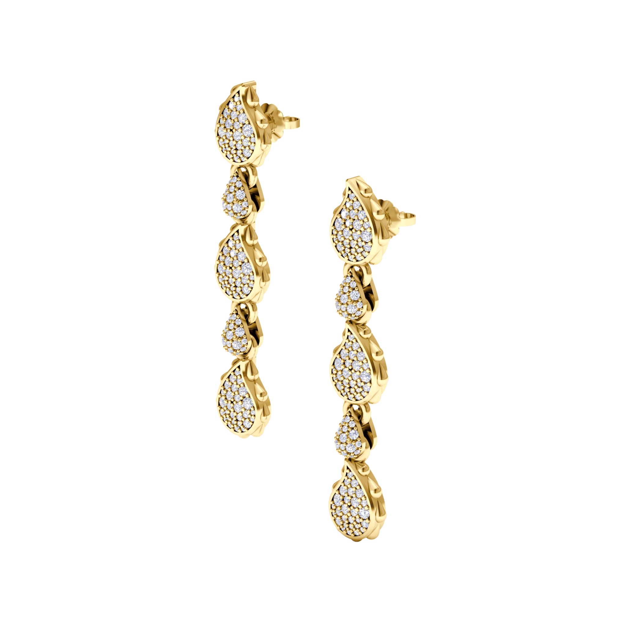 High Pave Classic Dangles in 18K Yellow Gold