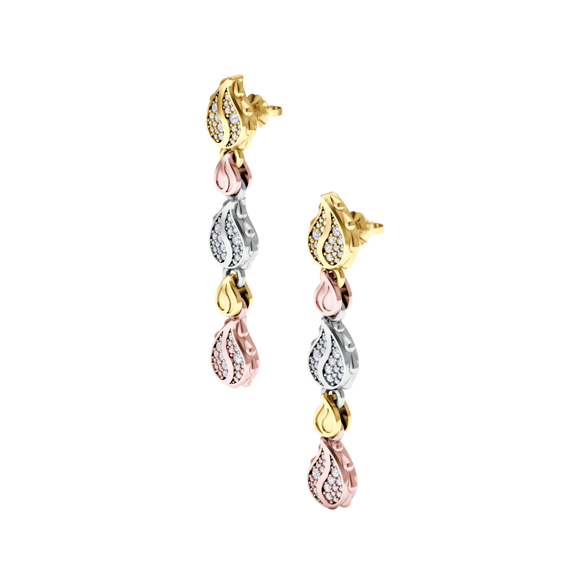 Signature Classic Dangles in 18K Tricolor Gold