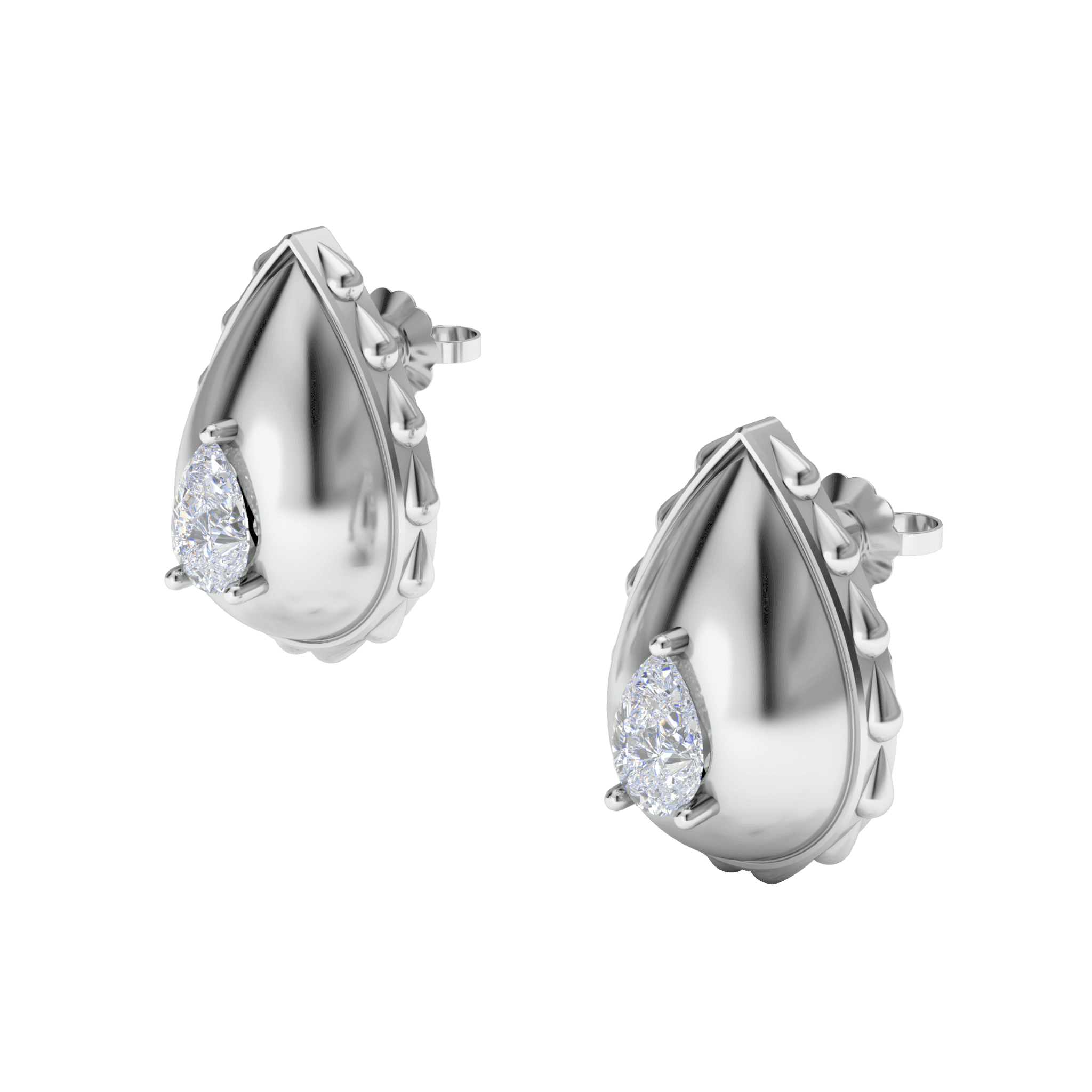 Rain Grand Earrings in 18K White Gold