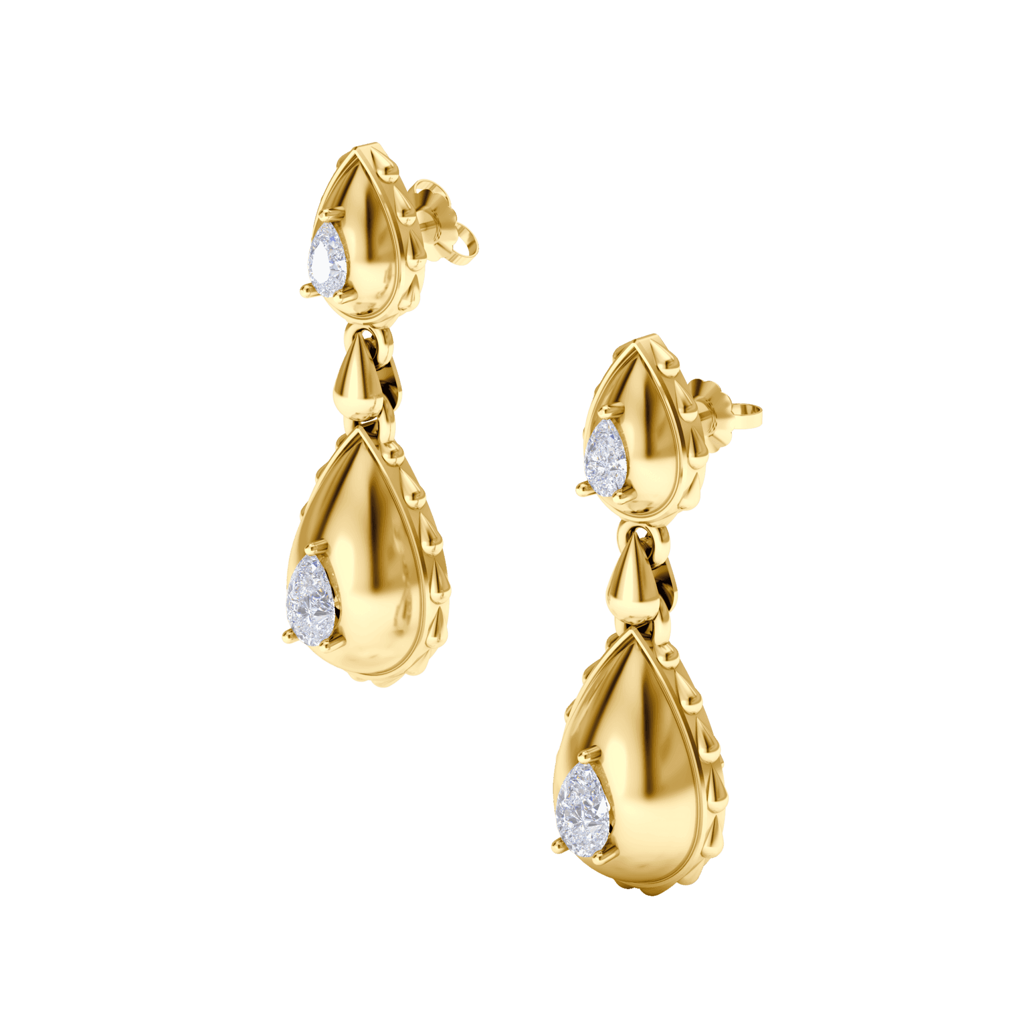 Rain Grand Duo Drop Earrings in 18K Yellow Gold