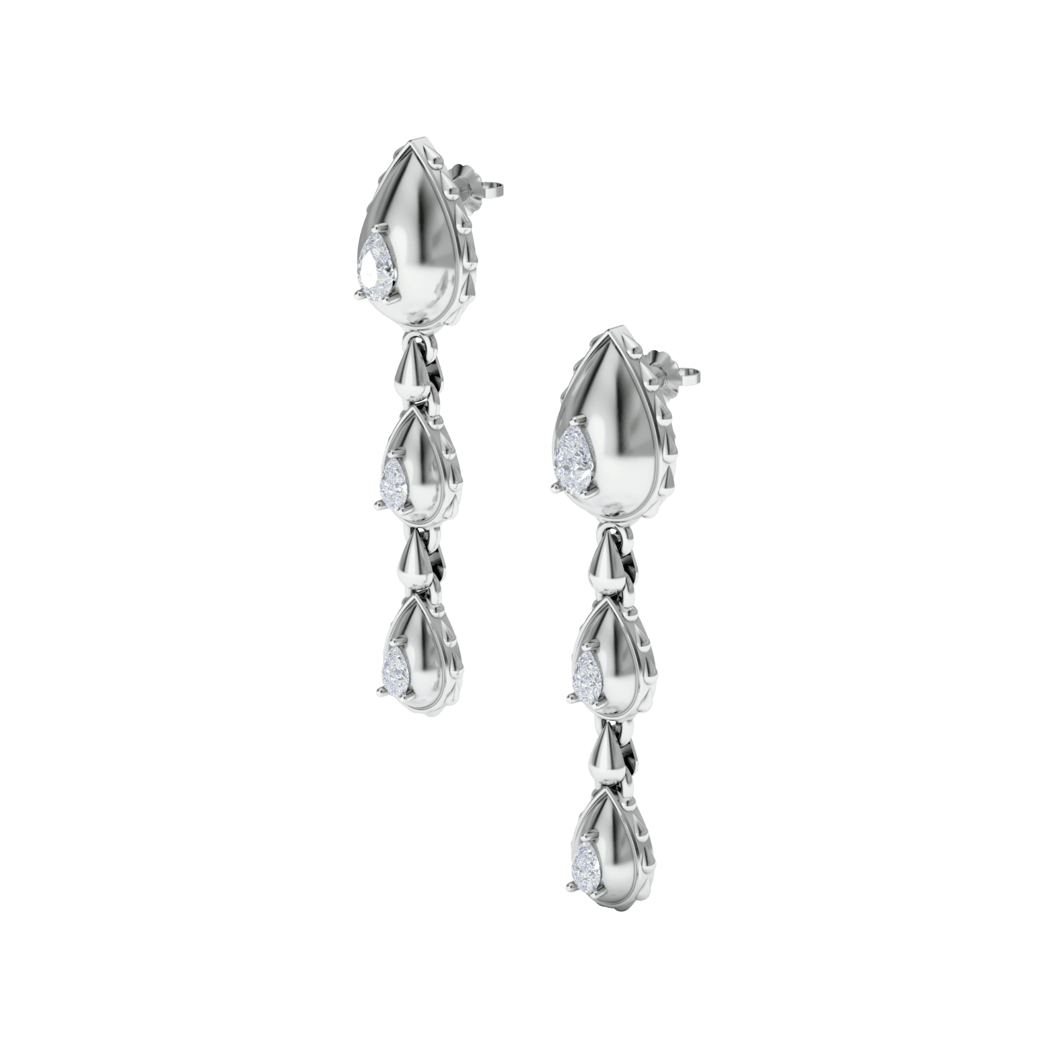 Rain Grand Trio Dangles in 18K White Gold