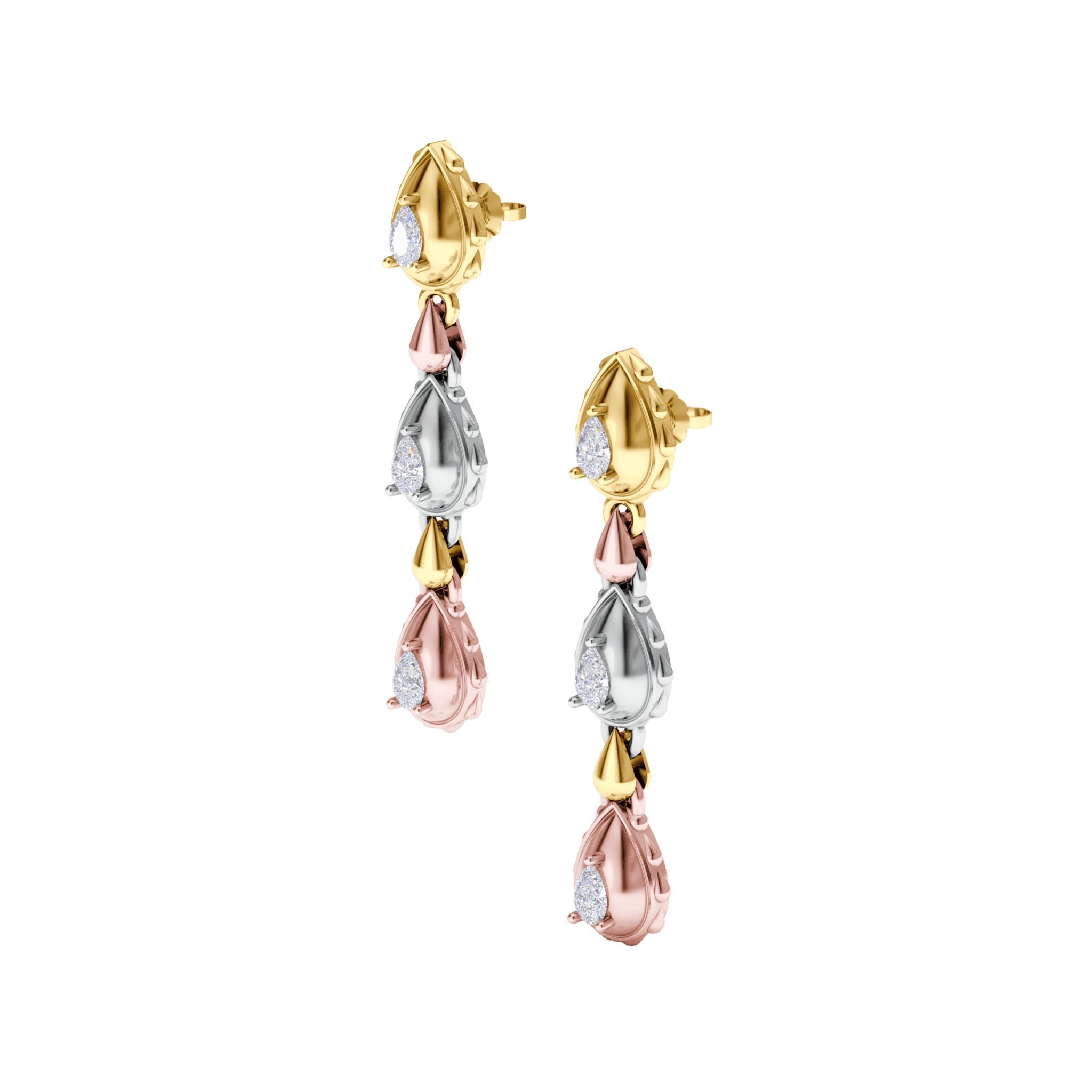 Rain Classic Trio Dangles in 18K Tricolor Gold