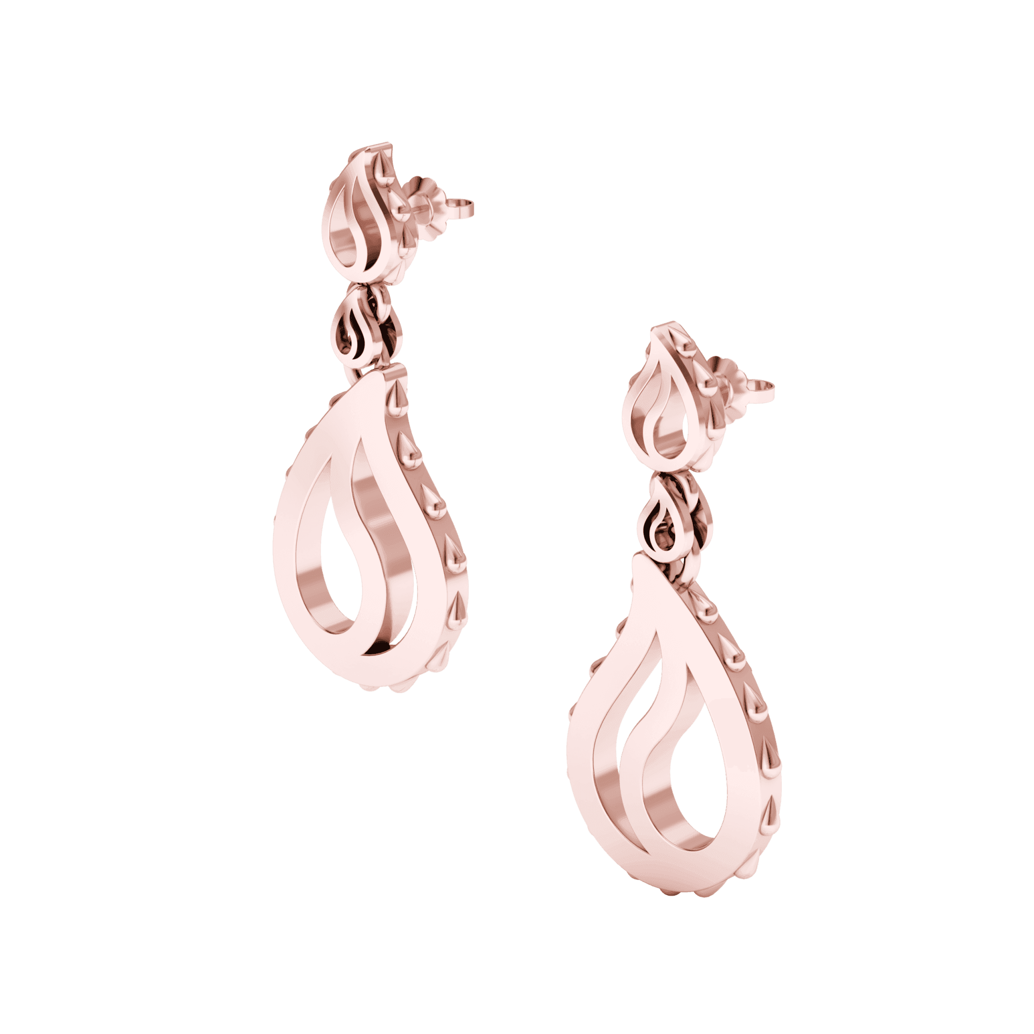 High Pure Royal Drop Earrings in 18K Rose Gold