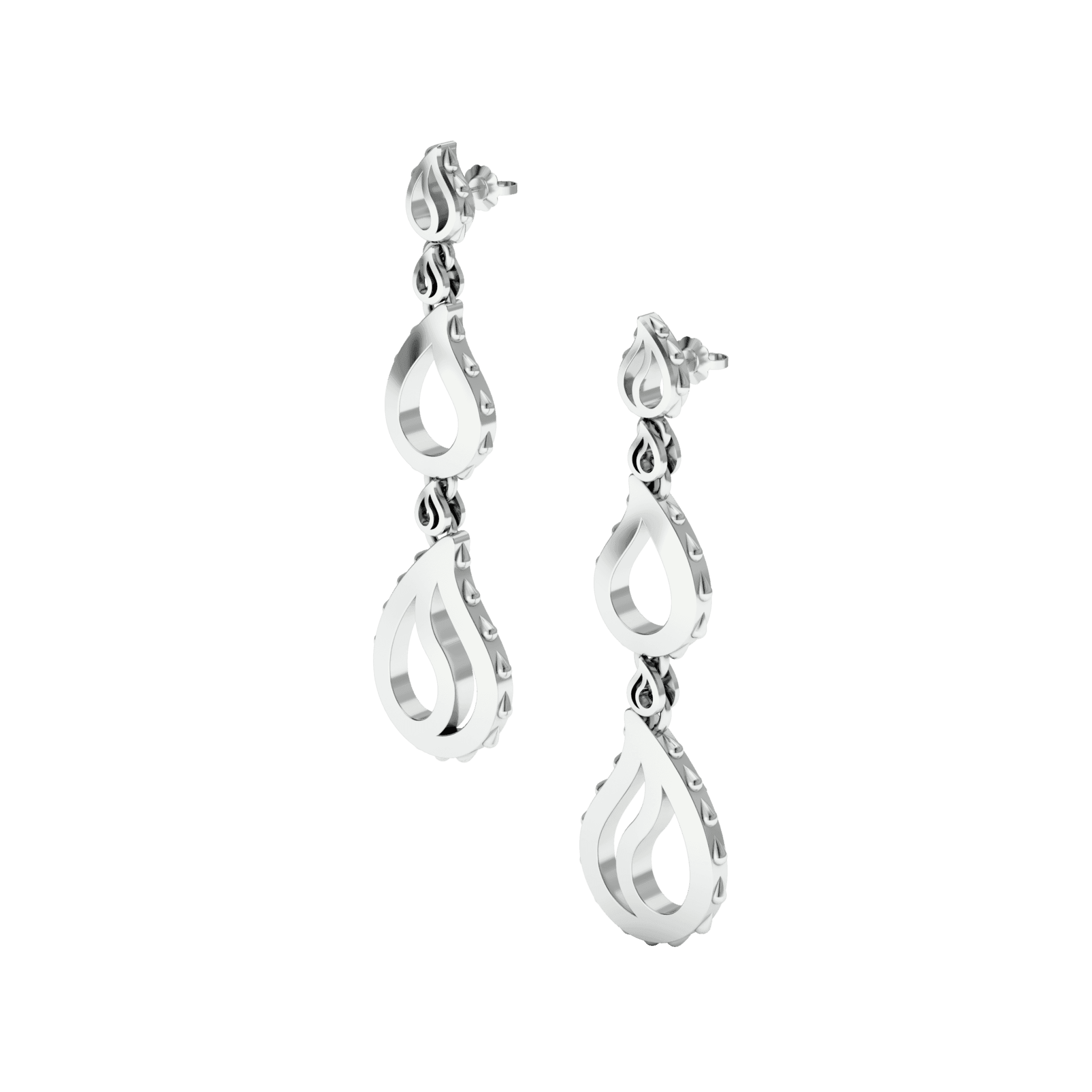 High Pure Royal Duo Dangles in 18K White Gold