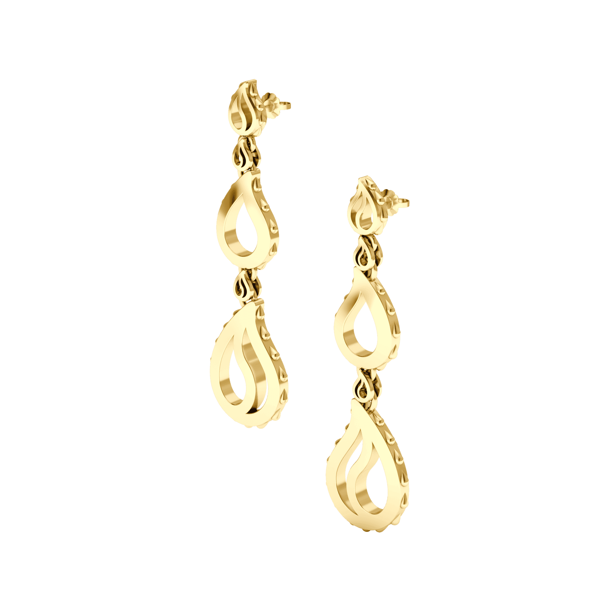 High Pure Royal Duo Dangles in 18K Yellow Gold