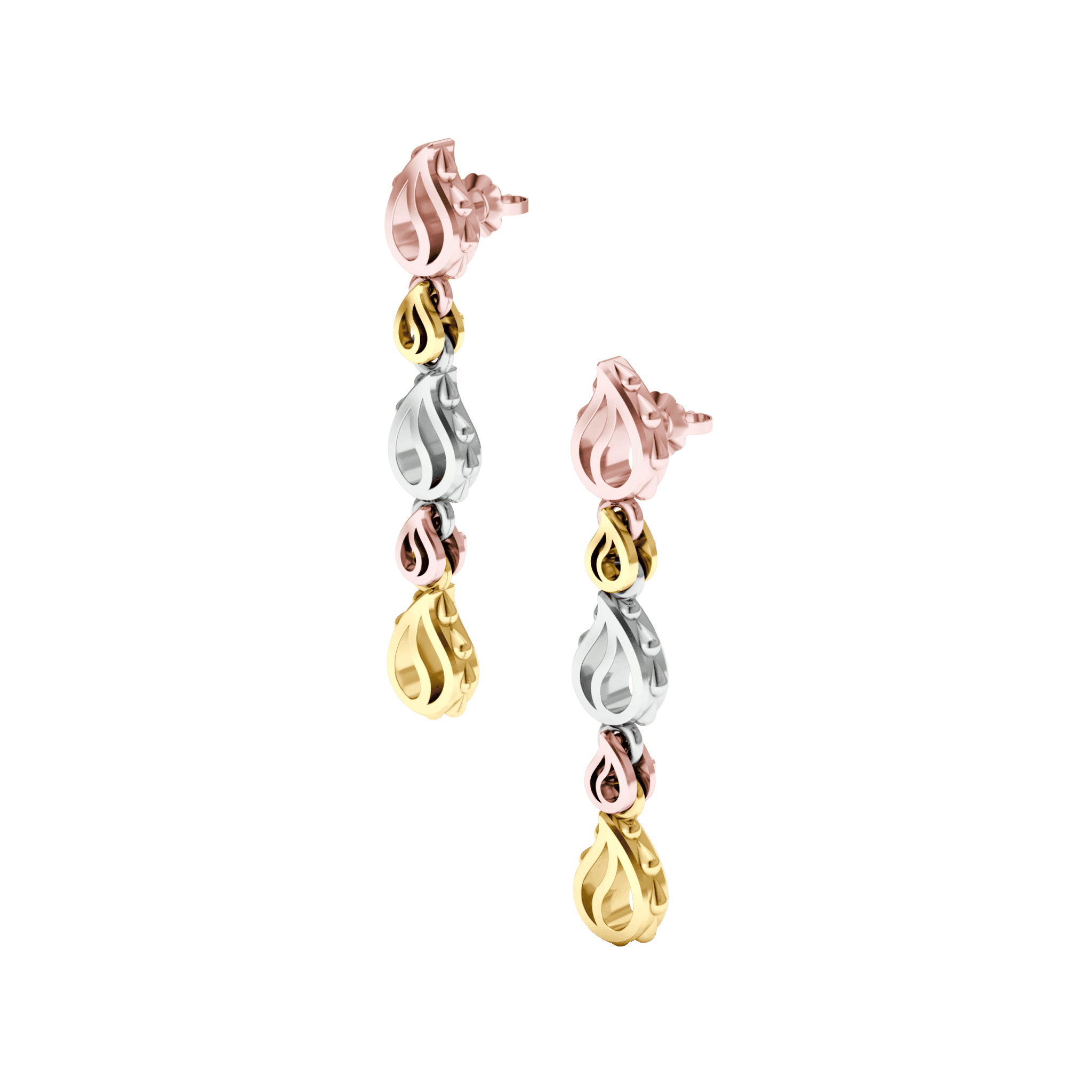 High Pure Classic Dangles in 18K Tricolor Gold