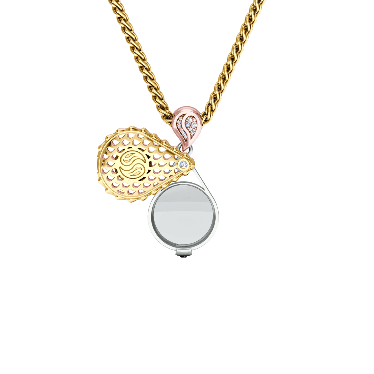 Signature Royal Collector's Loupe Pendant in 18K Tricolor Gold