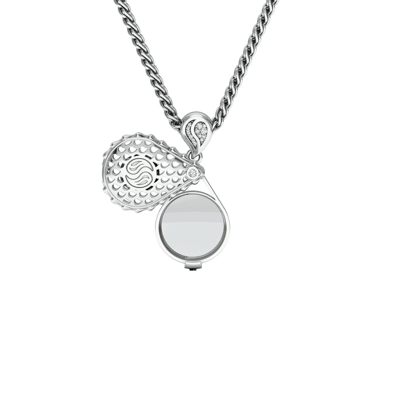 Royal Signature Collector's Loupe Pendant in 18K White Gold