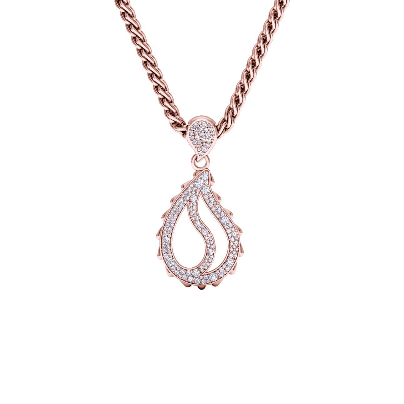 High Pave Royal Pendant in 18K Rose Gold