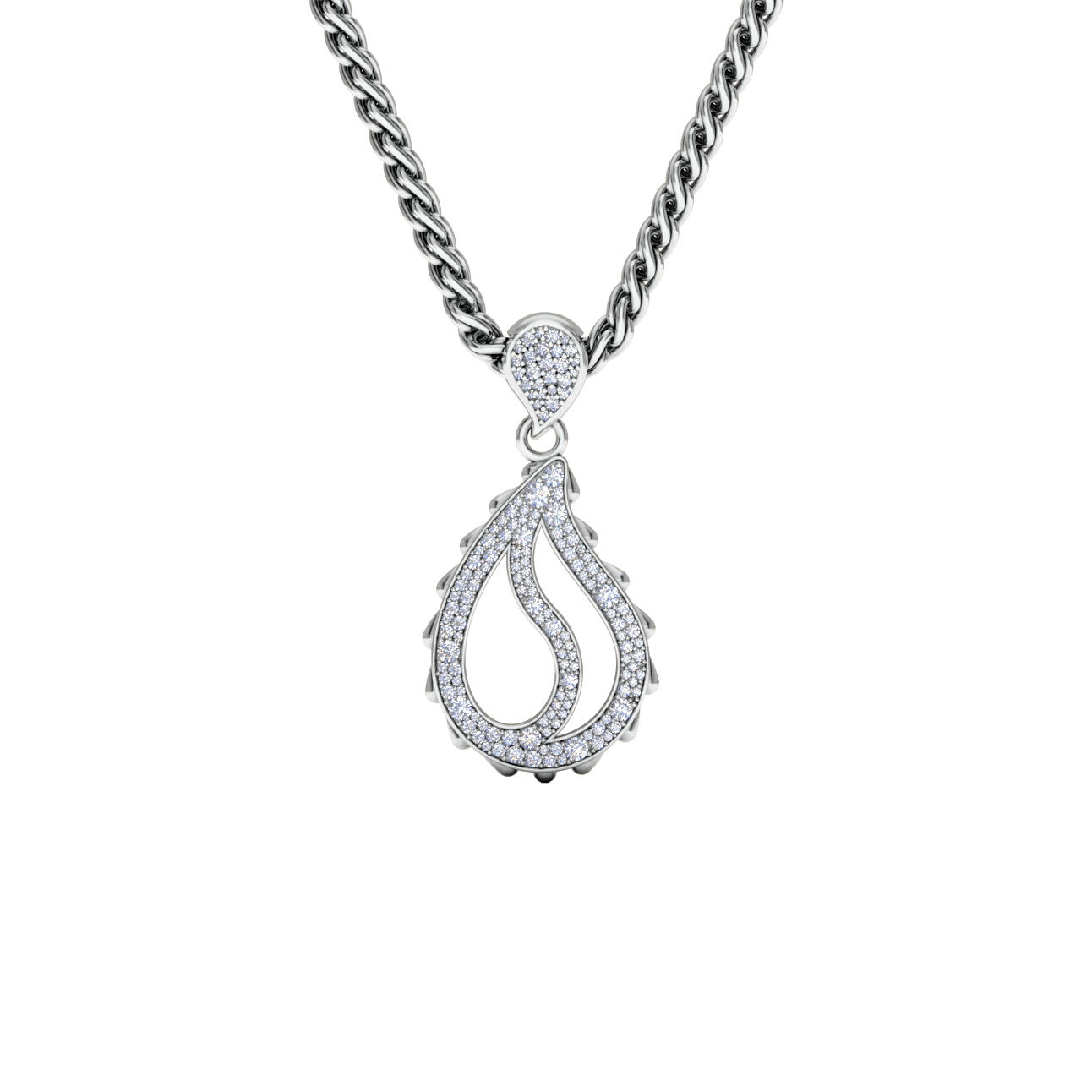 High Pave Royal Pendant in 18K White Gold