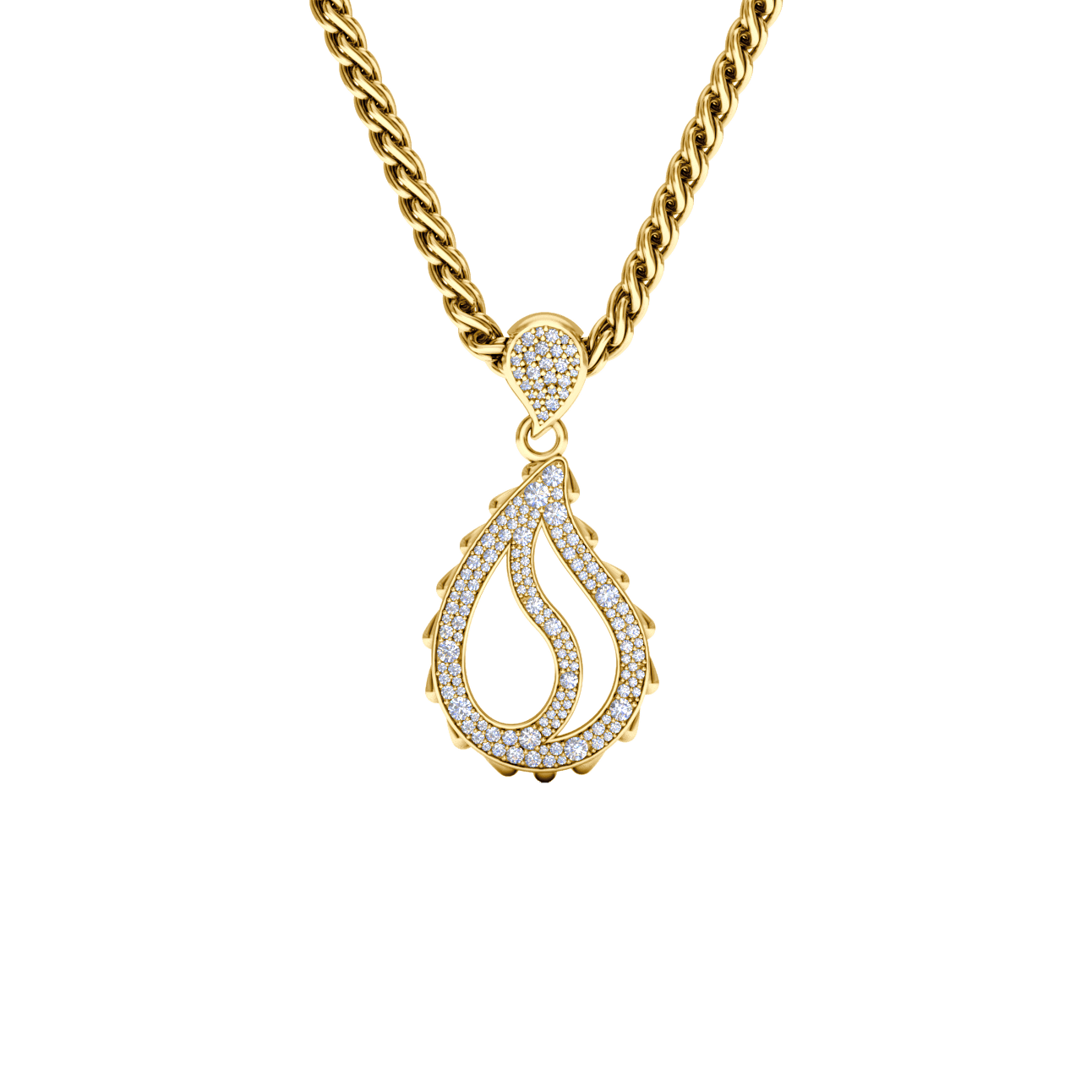High Pave Royal Pendant in 18K Yellow Gold