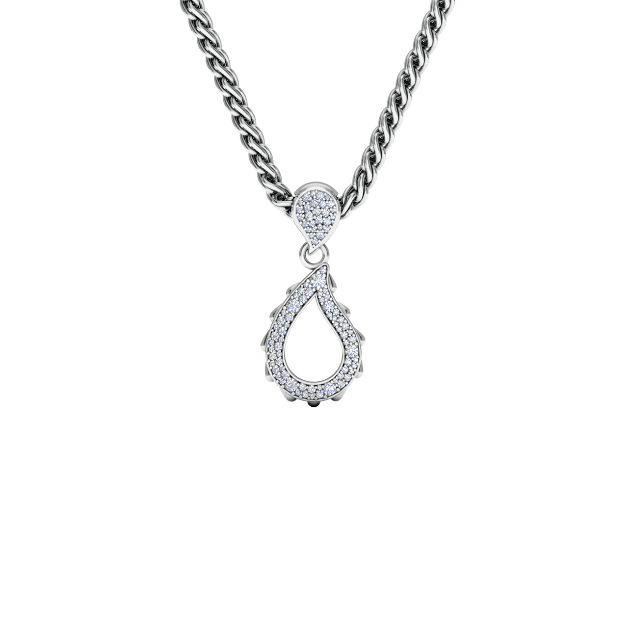 High Pave Grand Pendant in 18K White Gold