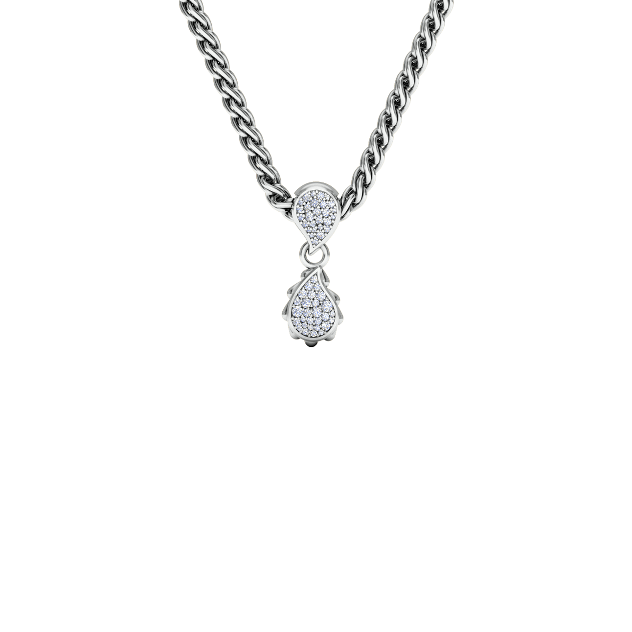 High Pave Classic Pendant in 18K White Gold
