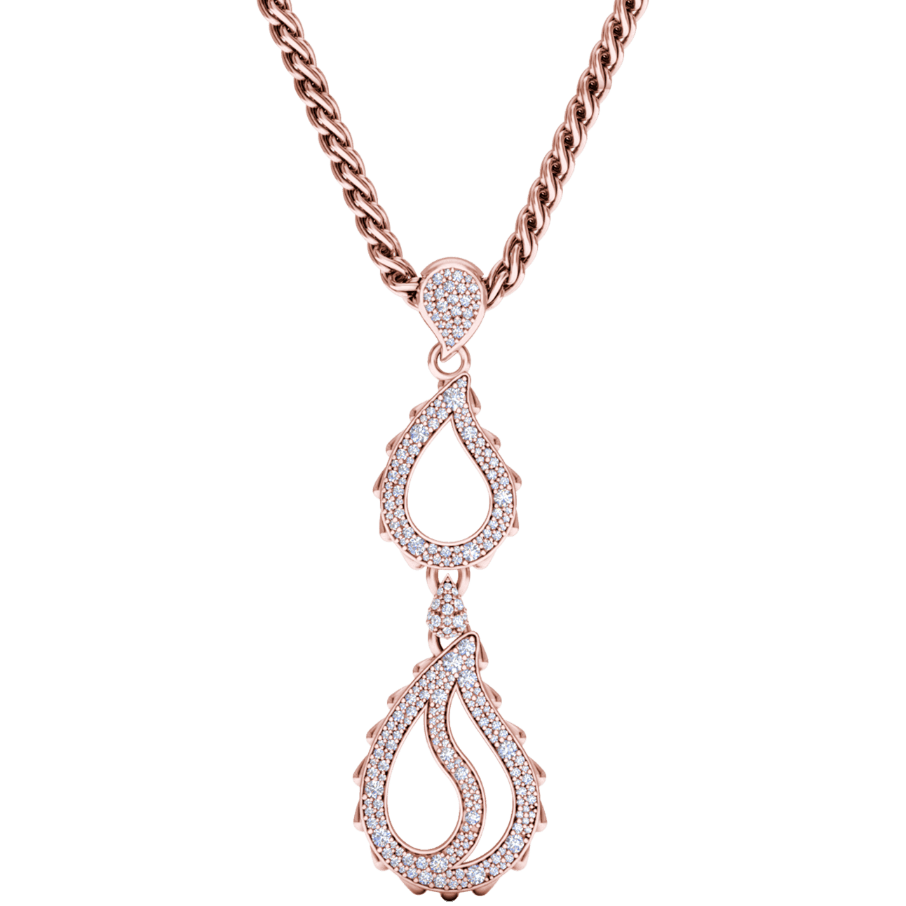 High Pave Royal Duo Pendant in 18K Rose Gold