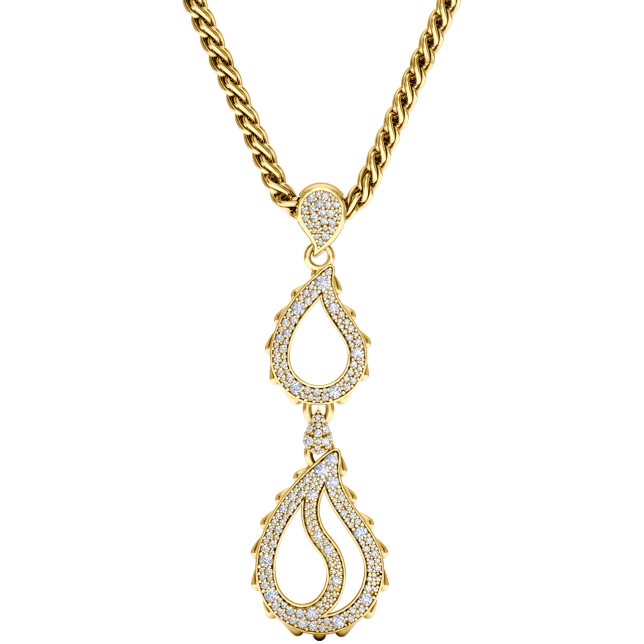 High Pave Royal Duo Pendant in 18K Yellow Gold
