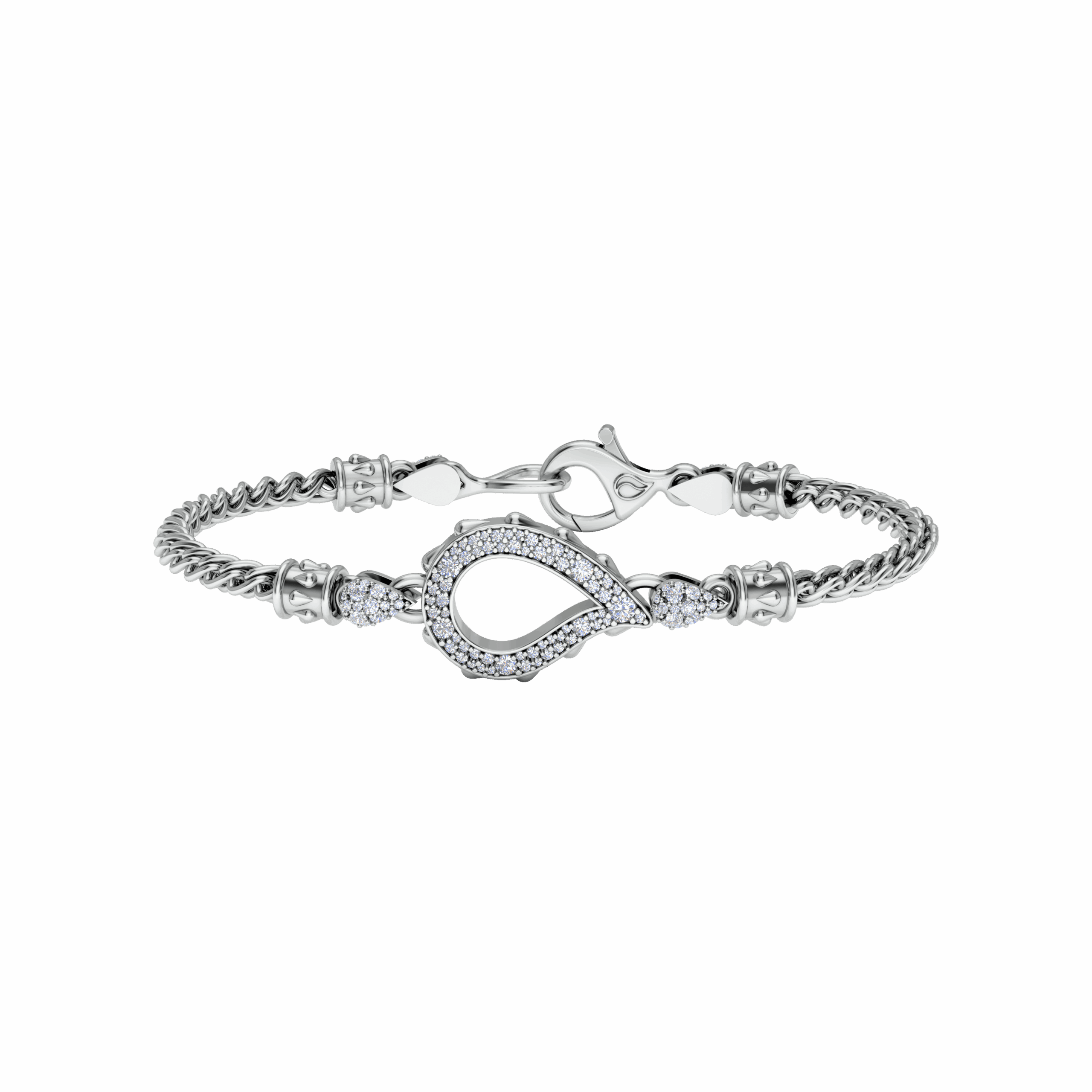 High Pave Grand Chain Bracelet in 18K White Gold
